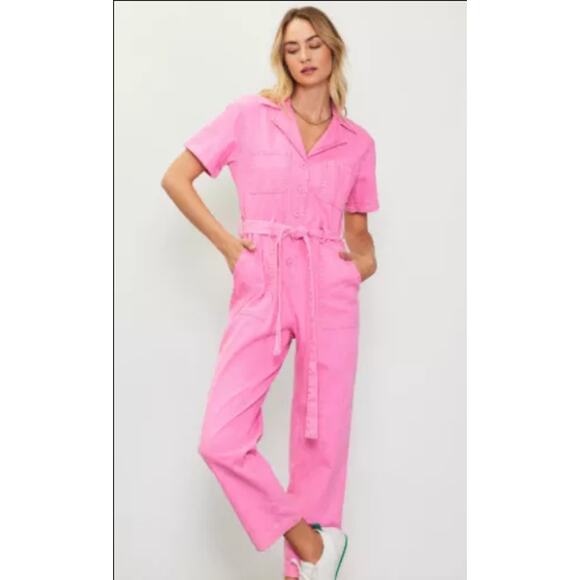 Skies are Blue Kendall Utility Bubblegum Pink Pant Jumpsuit - Picture 1 of 6
